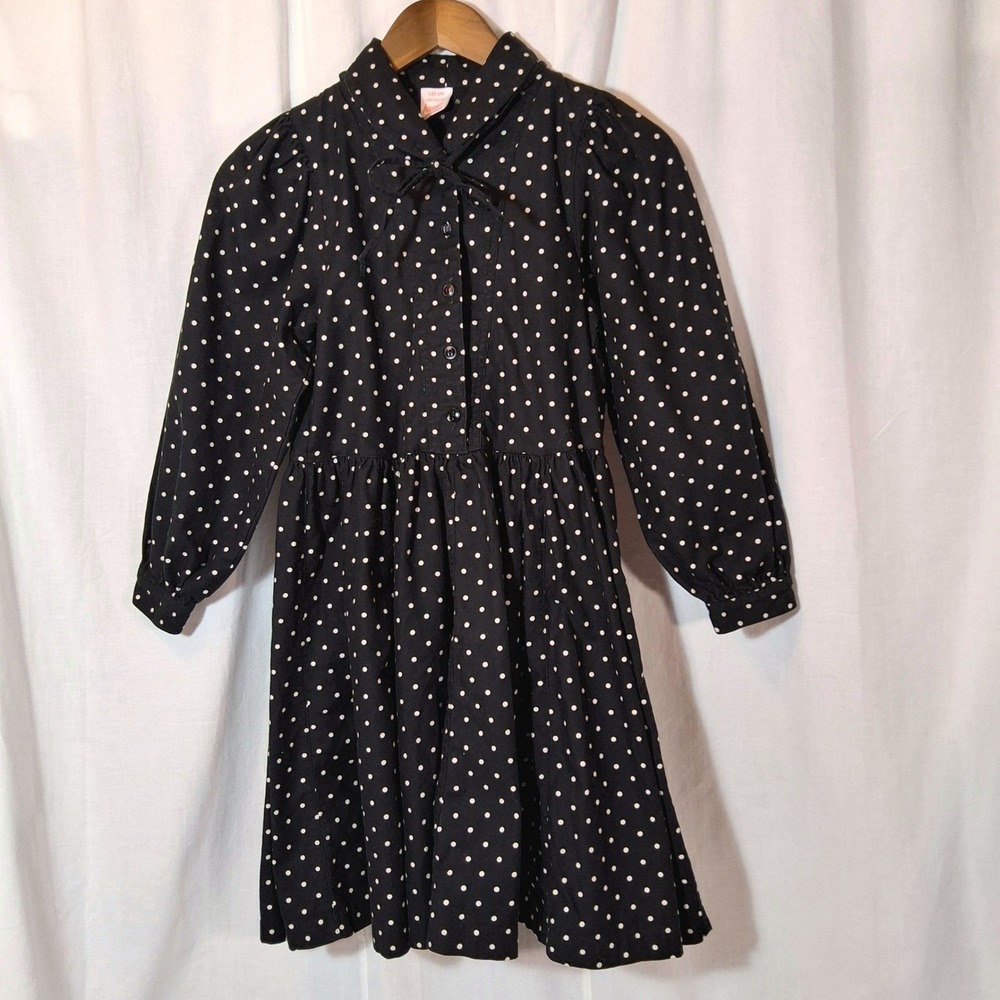 Hanna Andersson Black Polka Dot Dress Kids 140cm Cotton Peter Pan Collar Denmark